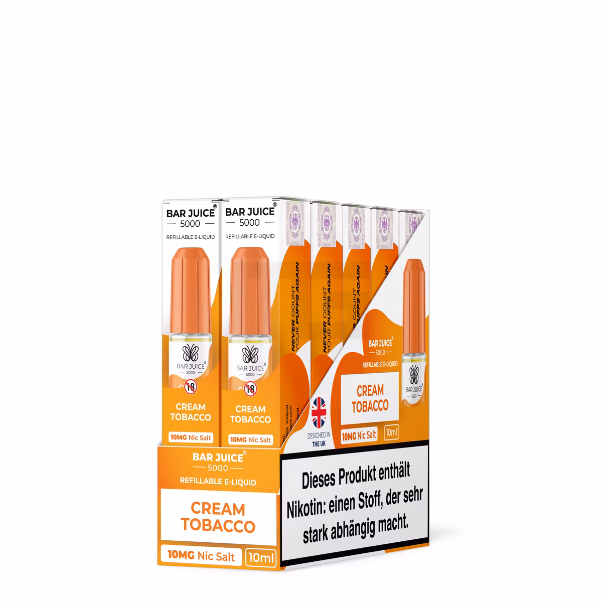 Bar Juice - 5000 - Cream Tobacco | Inhalt : 10ml | Nikotinsalz-Stärke : 10mg | Paketgröße : 1er Packung