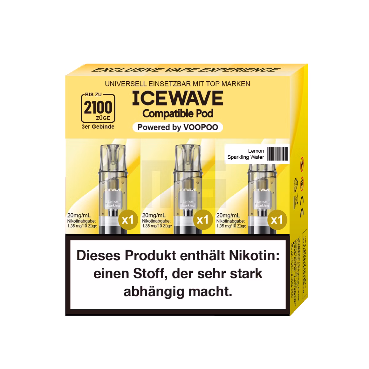 ICEWAVE - Prefilled Pod - 2ml - 3er Pack - Lemon Sparkling Water