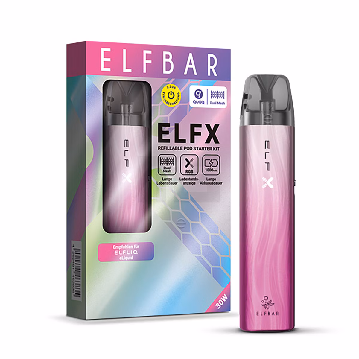 Elfbar - ELFX - Pod Kit - Silver Pink Elfbar - ELFX - Pod Kit - Silver Pink