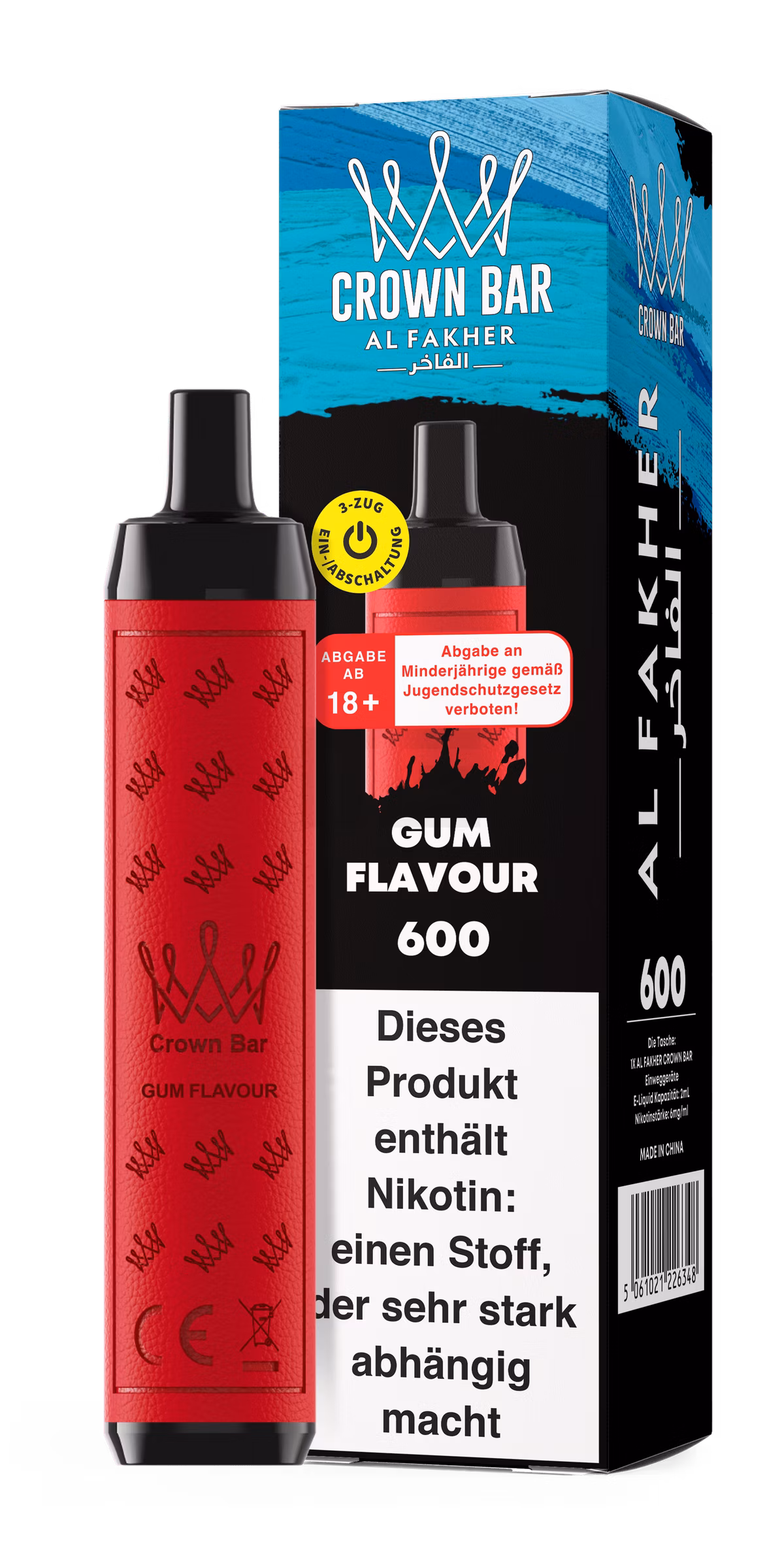 Al Fakher - Crown Bar - Einweg E-Zigarette - 2ml - 20mg - CP - Gum Flavour