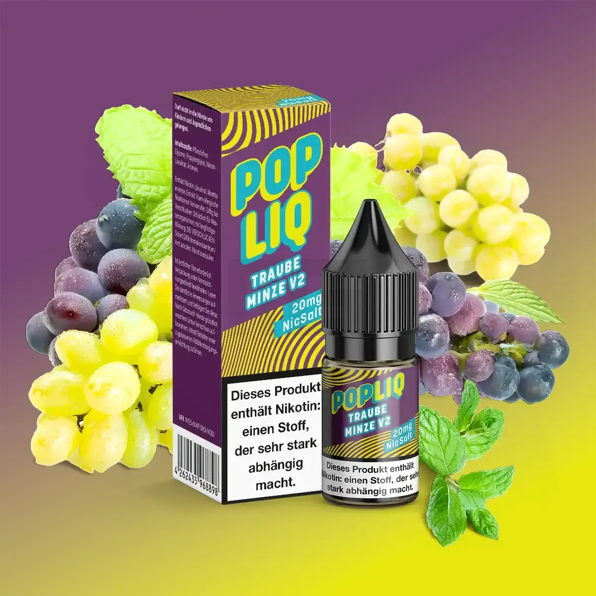 PopLiq Nikotinsalz-Liquid Traube Minze V2 10ml 20mg PopLiq Nikotinsalz-Liquid Traube Minze V2 10ml 20mg