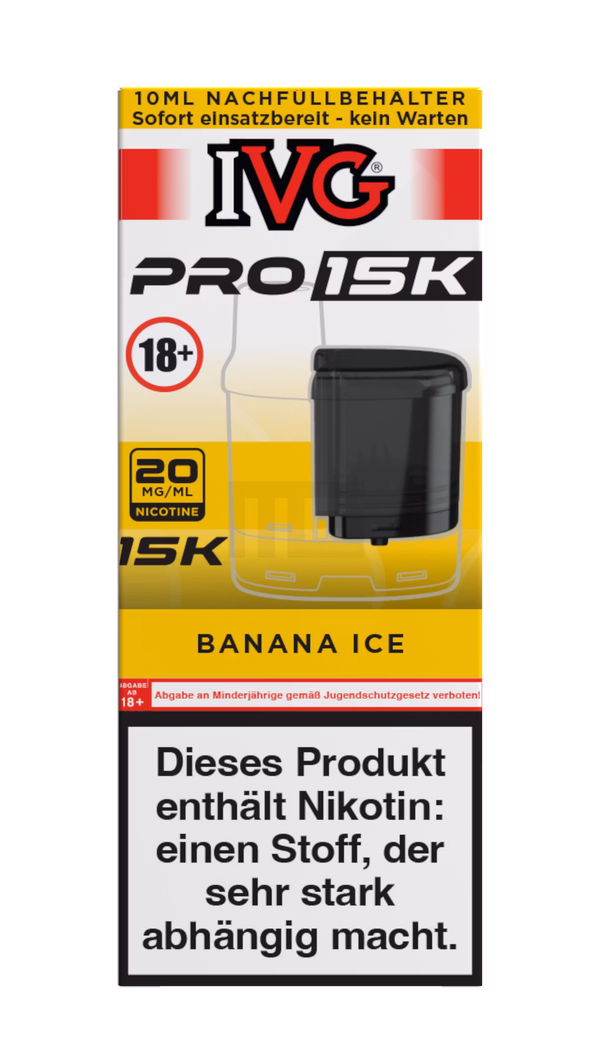 IVG - Pro 15K - 10ml Pod Nachfüllbehälter - Banana Ice - 20mg