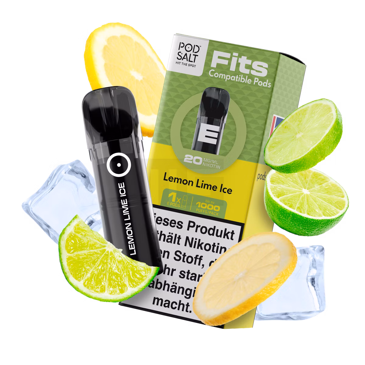 Pod Salt - Fits - Prefilled Pod - Lemon Lime Ice - 20mg - 2ml - 3er Pack