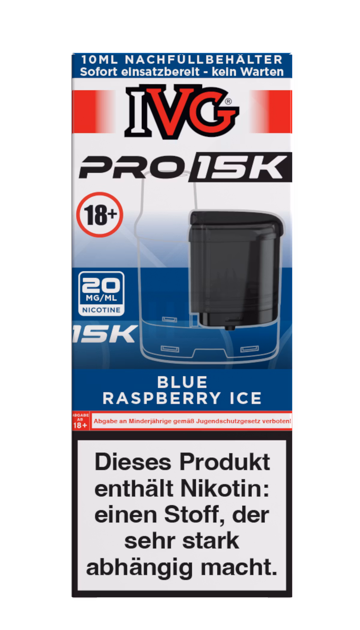 IVG - Pro 15K - 10ml Pod Nachfüllbehälter - Blue Raspberry Ice - 20mg