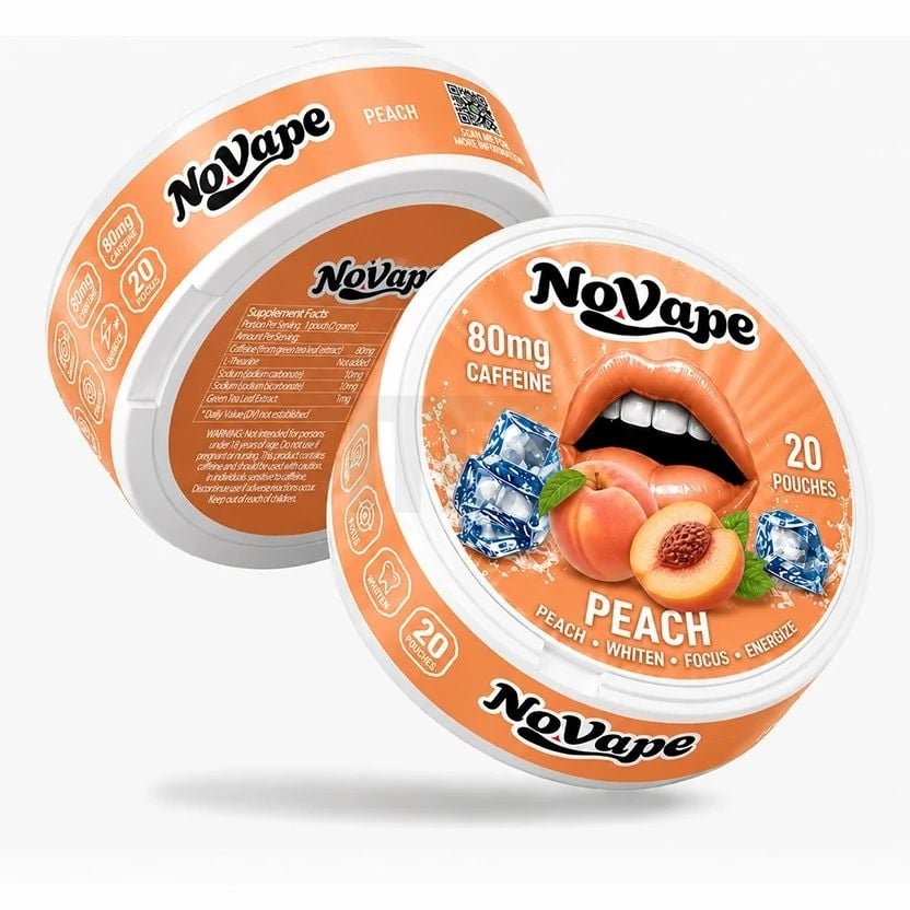 NoVape - Koffein Pouches - Peach - 80mg - 20 Stück NoVape - Koffein Pouches - Peach - 80mg - 20 Stück