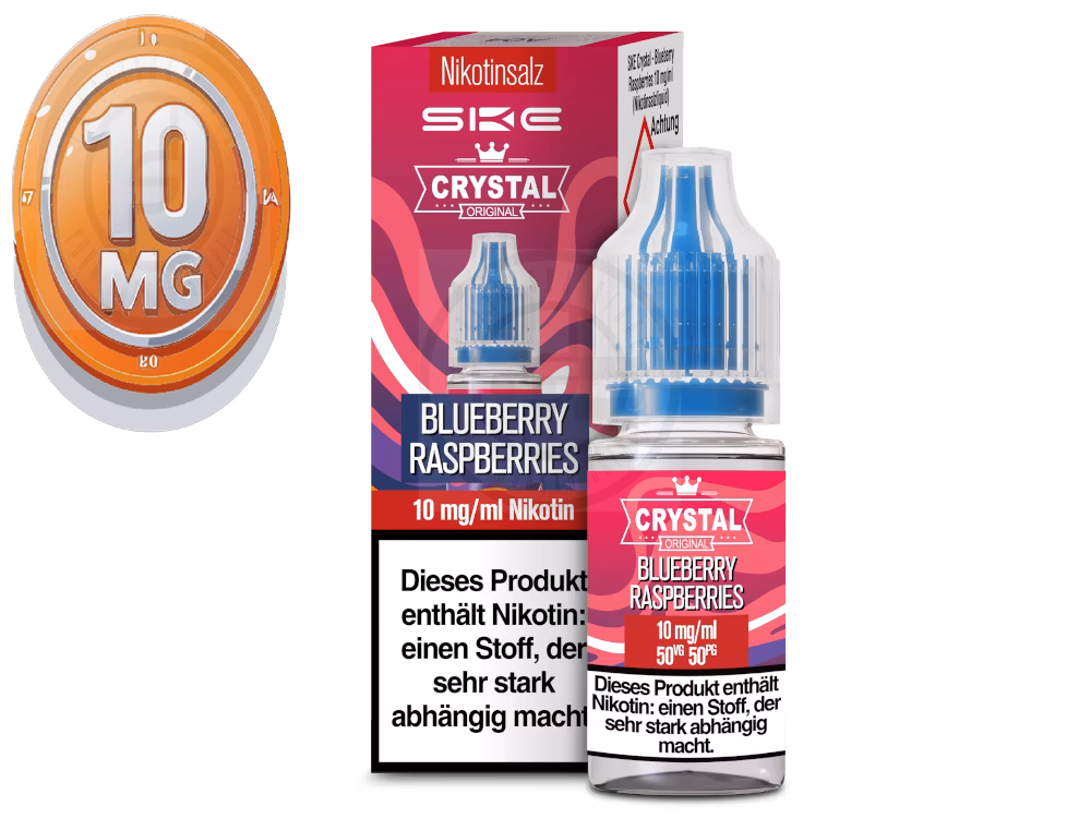 ske-crystal-liquid-blueberry-raspberries-10ml-10mg SKE - Crystal Liquid - Blueberry Raspberries - Nikotinsalz Liquid - 10ml - 10mg