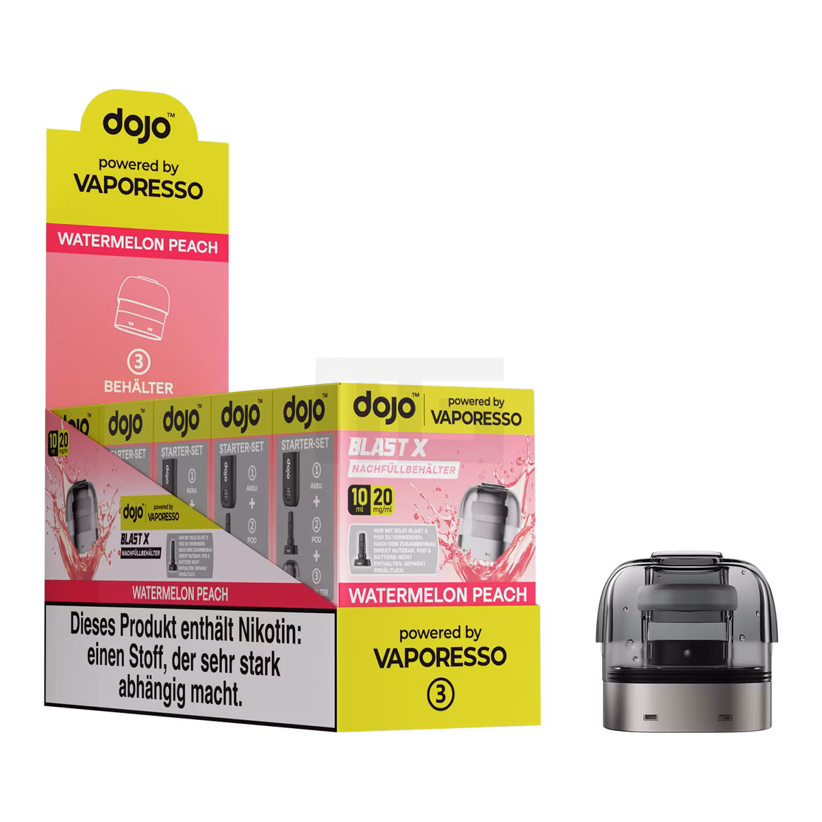 Vaporesso - Dojo Blast X - 10ml Pod Nachfüllbehälter - Watermelon Peach - 20mg Vaporesso - Dojo Blast X - 10ml Pod Nachfüllbehälter - Watermelon Peach - 20mg