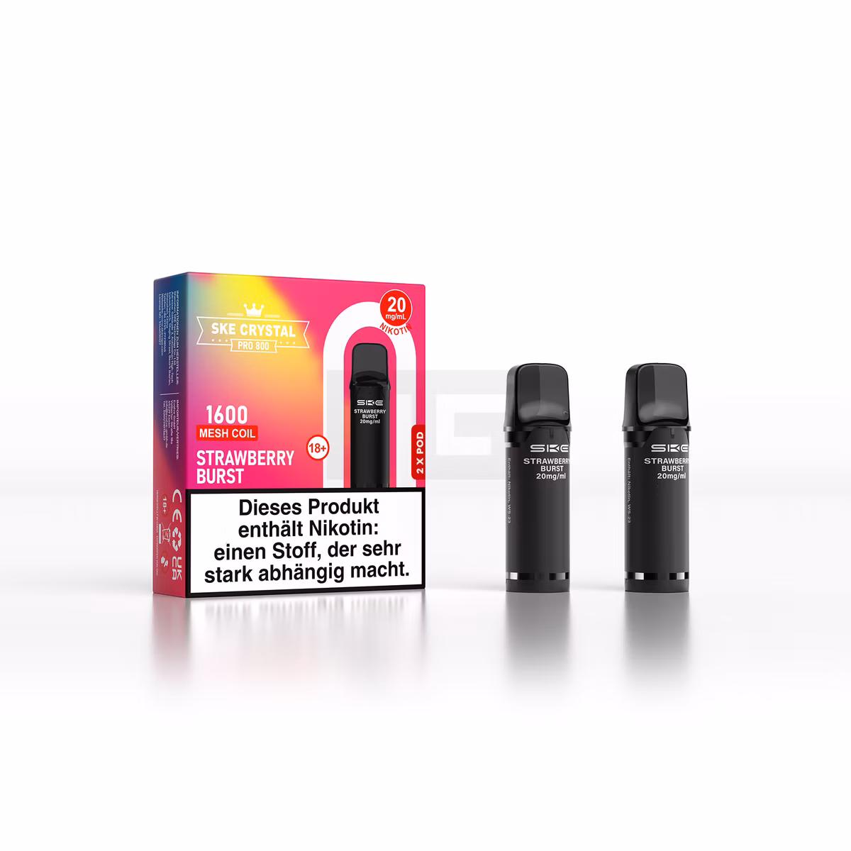 SKE - Crystal 800 Pro - Prefilled Pod - 20mg - 2er Paket - Strawberry Burst SKE - Crystal 800 Pro - Prefilled Pod - 20mg - 2er Paket - Strawberry Burst